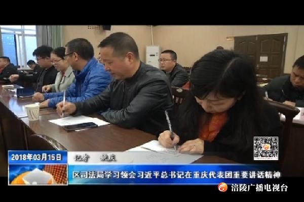 【推动重庆各项事业沿着总书记指引的方向奋力前行】区司法局学习领会习近平总书记在重庆代表团重要讲话精神