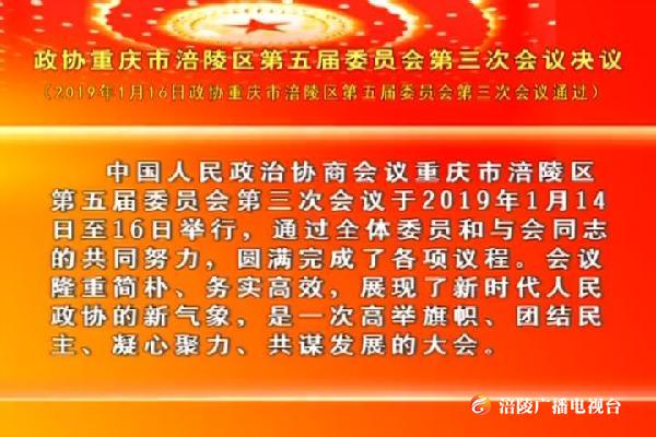 政协重庆市涪陵区第五届委员会第三次会议决议