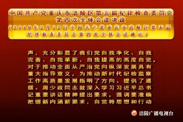 中国共产党重庆市涪陵区第五届纪律检查委员会第四次全体会议决议