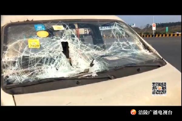 前挡风玻璃裂成“蜘蛛网”  驾驶员继续开车上高速