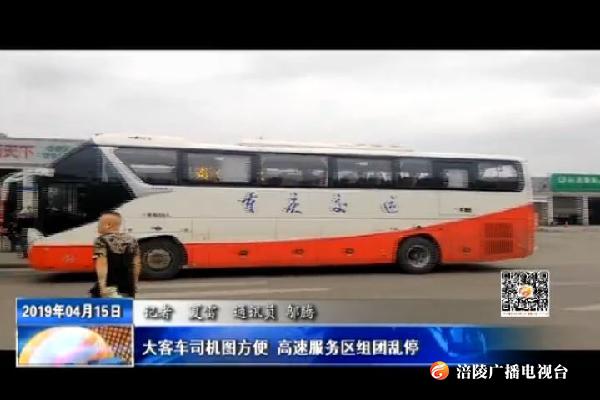 大客车司机图方便 高速服务区组团乱停