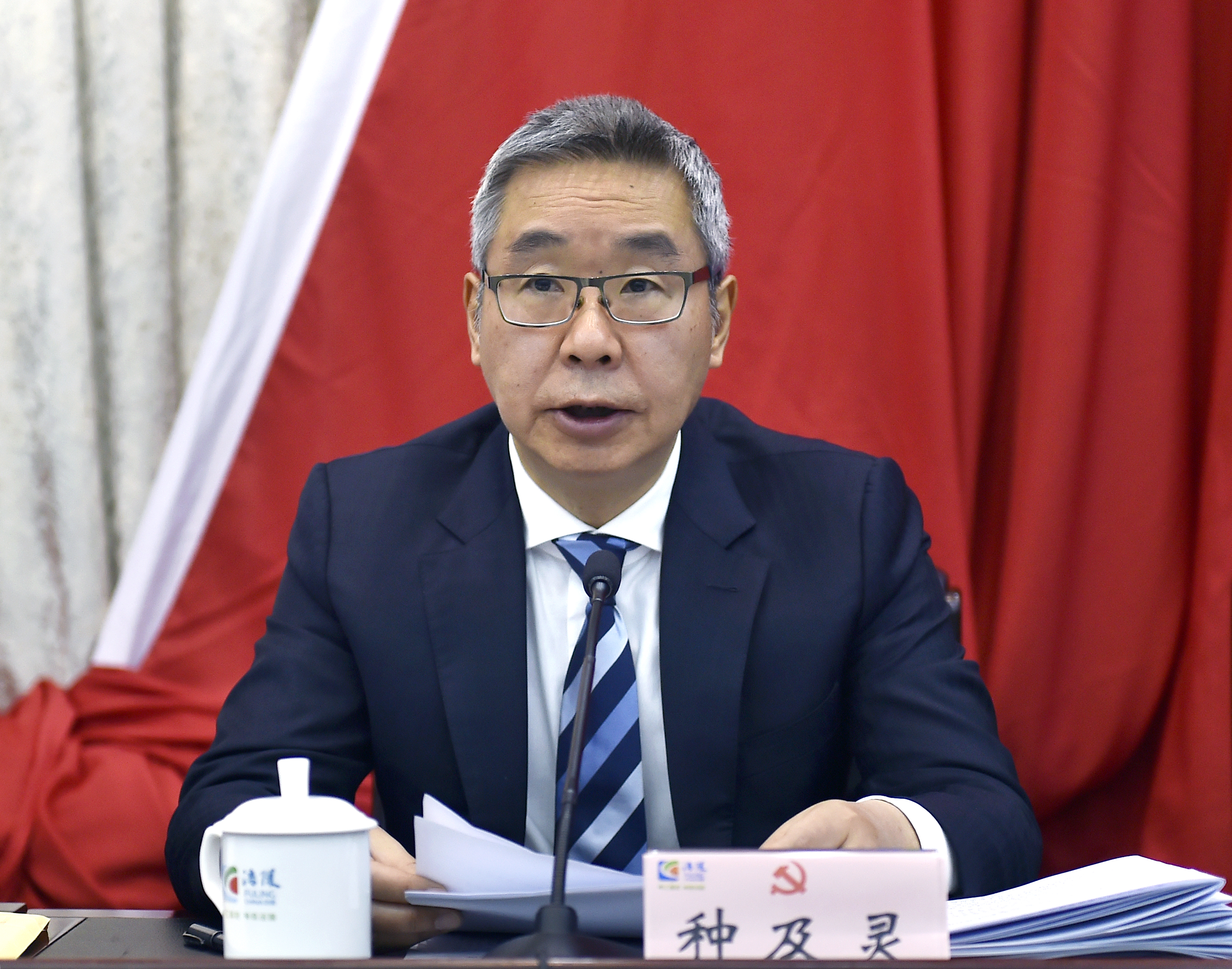 区委副书记、区政府区长种及灵就《建议（讨论稿）》作说明 记者 朱志强 摄