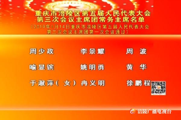 重庆市涪陵区第五届人民代表大会第三次会议主席团常务主席名单