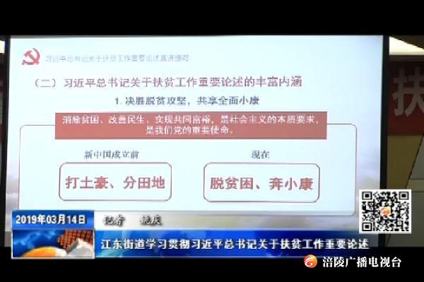 江东街道学习贯彻习近平总书记关于扶贫工作重要论述