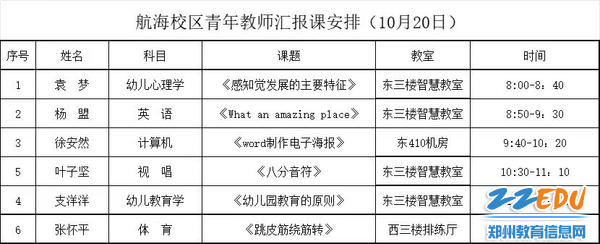 0青年教师汇报课安排
